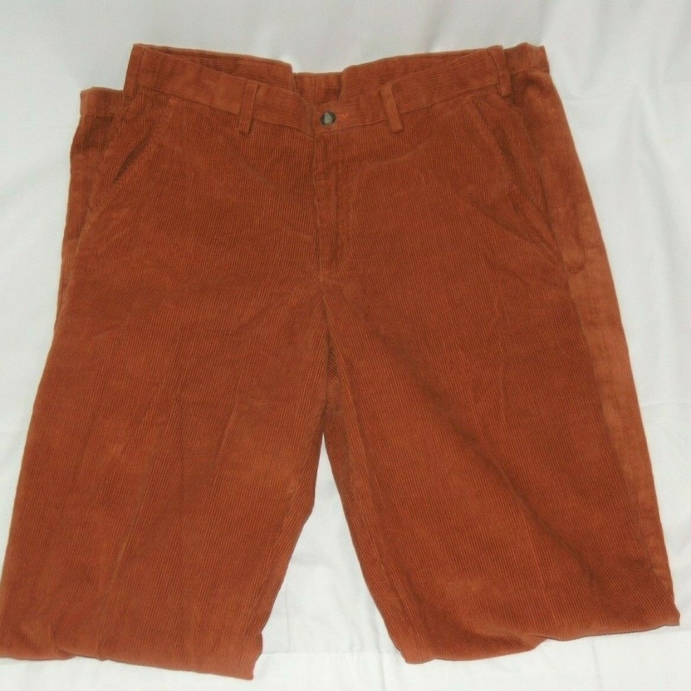 Tom James Orange Flat Front Corduroys Size 32 NWOT